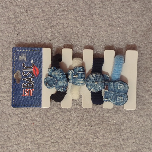 Vintage Hair Ties with Denim Clothing Charms - Picture 1 of 1